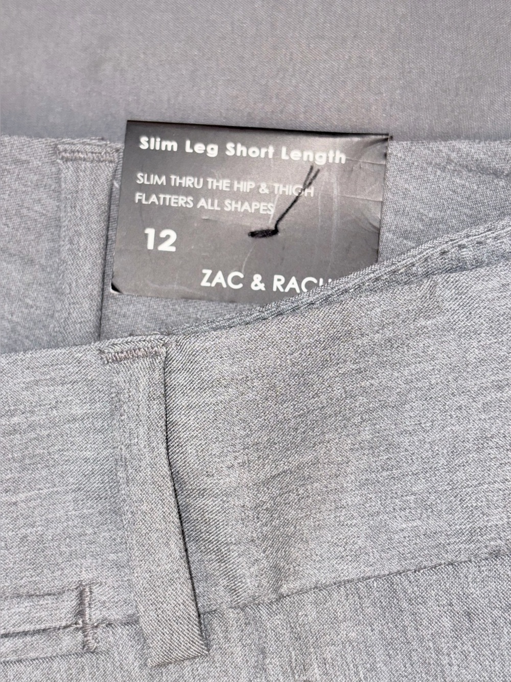 Zac & Rachel Size 12 Gray Slim Leg Short Length Dress Pants NWT - Picture 7 of 7